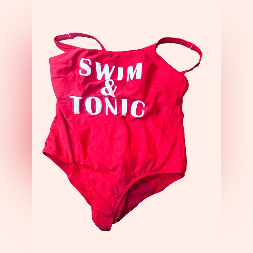 Swim by Cacique 3XL 22 One Piece Red “Swim & Tonic” Swimsuit Adjustable Straps - Picture 4 of 9